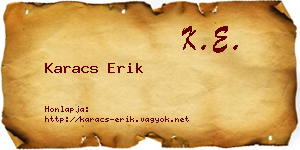 Karacs Erik névjegykártya
