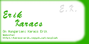 erik karacs business card